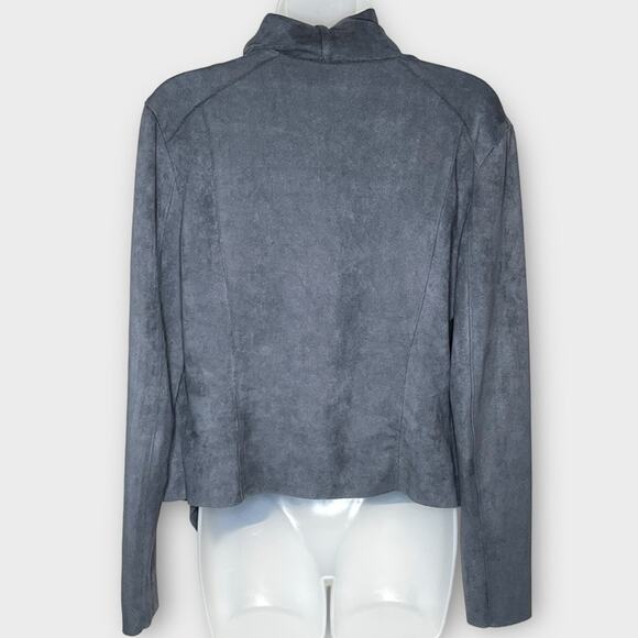 BLANK NYC Dark Gray Faux Suede Drape Front Jacket Size Medium Moto - Picture 3 of 6